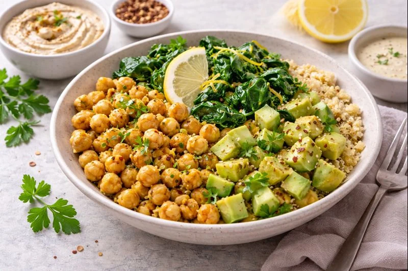 Chickpea & Lemon Spinach Bowl — Fresh & Plant-Based