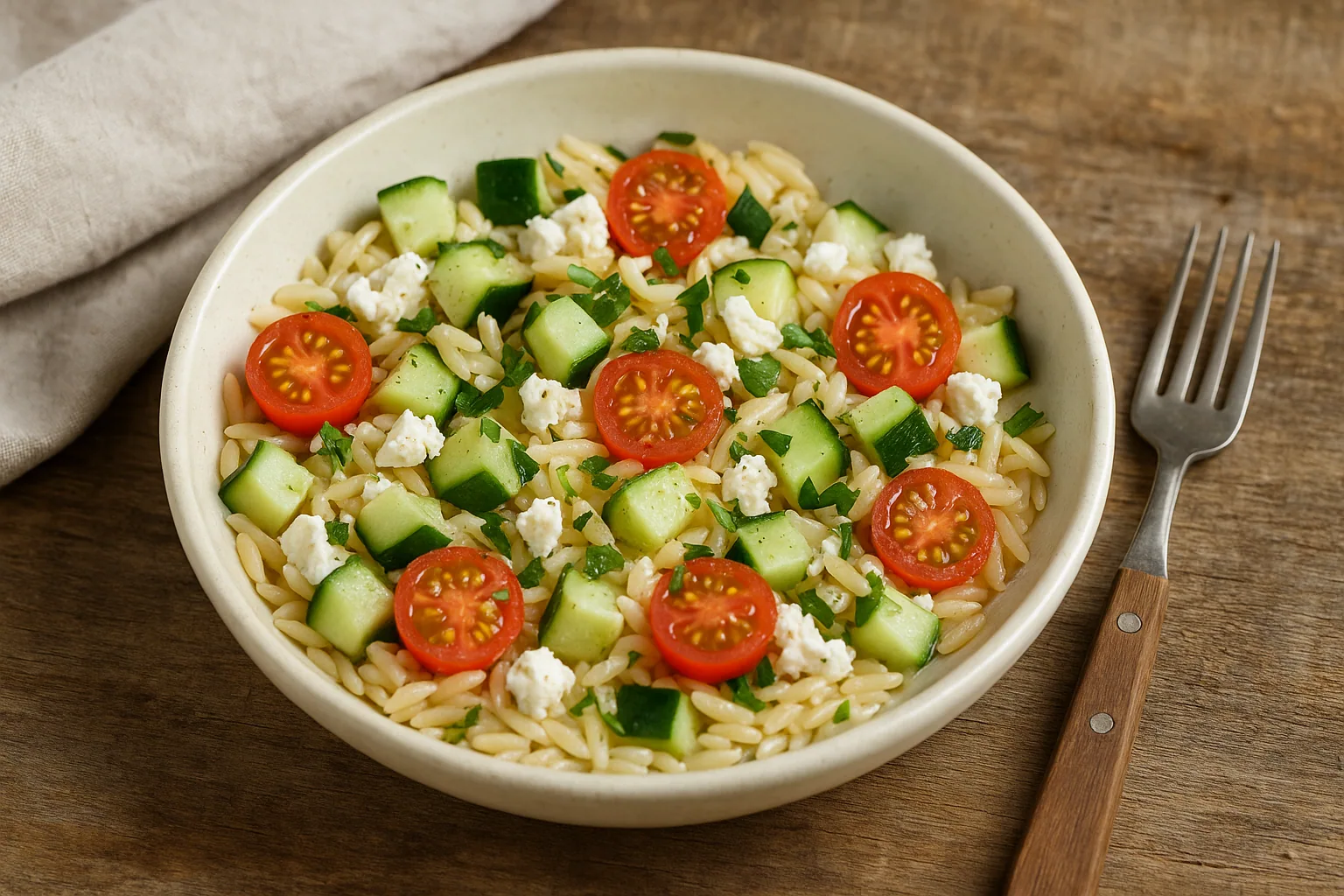Cucumber-Feta Orzo Lunch Bowl — Fresh, Cool & Light