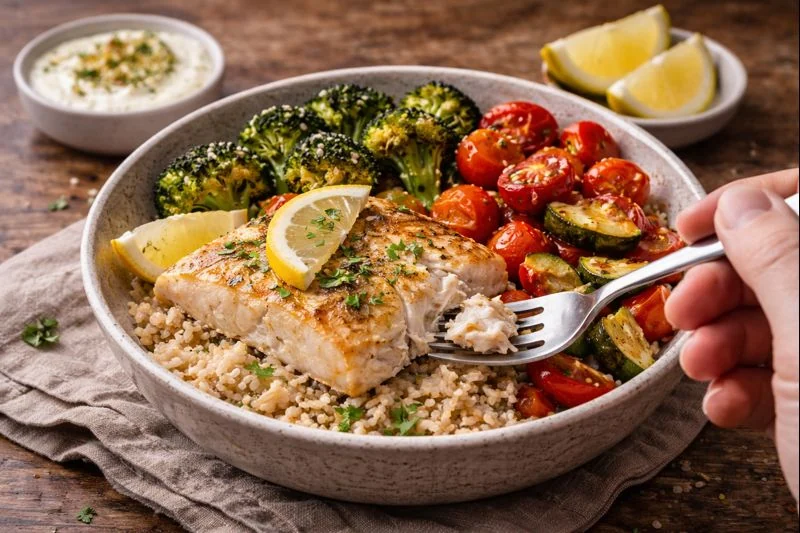 Fish & Roasted Veggie Dinner Bowl