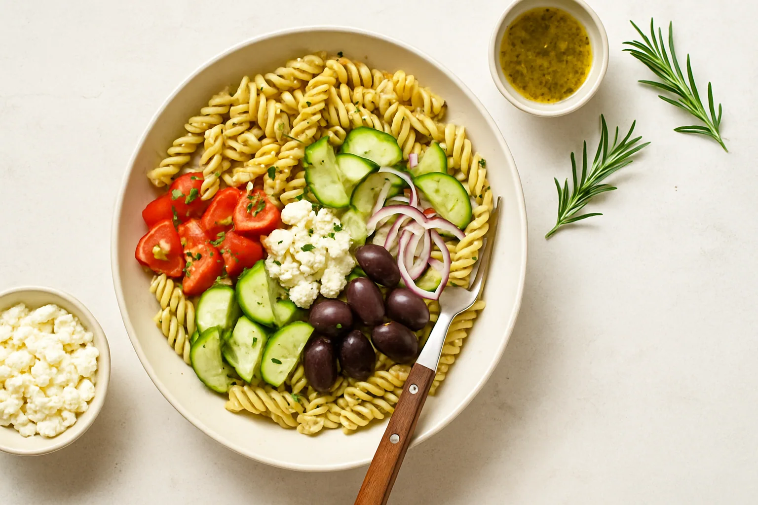 Greek Pasta Salad Bowl — Light, Herby & Satisfying