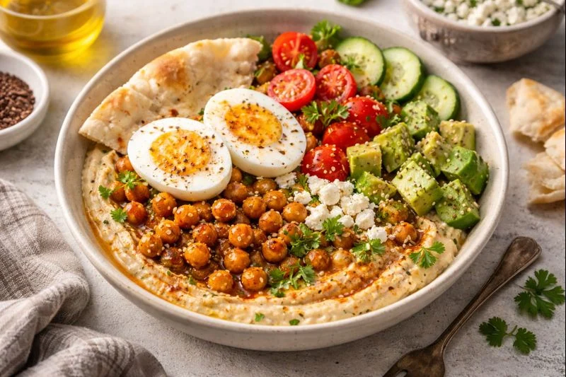 Mediterranean Breakfast Hummus Bowl — Savory & Different