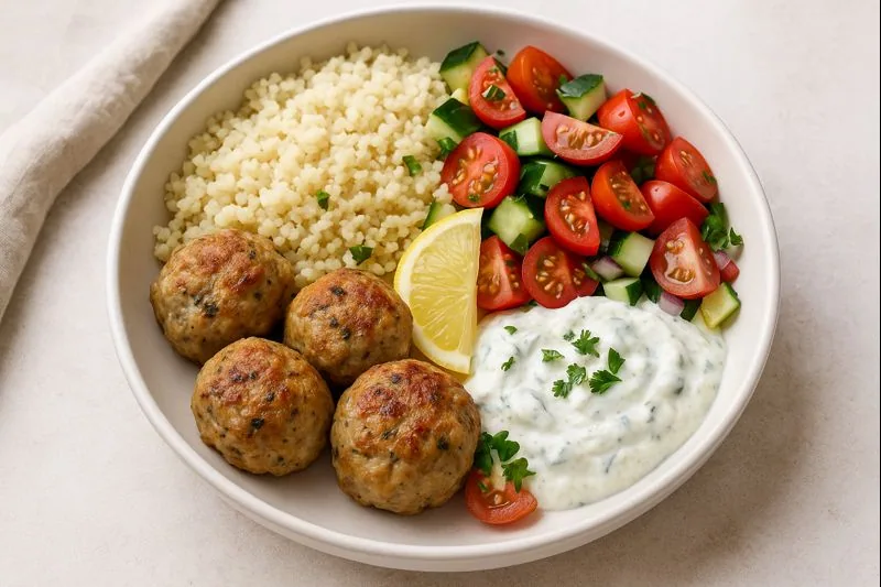 Mediterranean Turkey Meatball Bowl — High-Protein & Easy