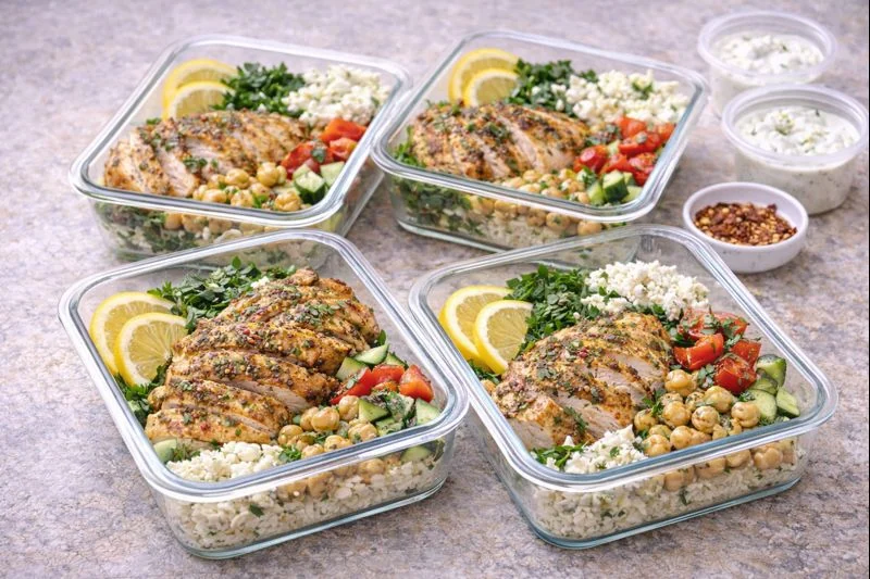 No-Grain Mediterranean Meal-Prep Bowl — Low-Carb & Protein-Rich