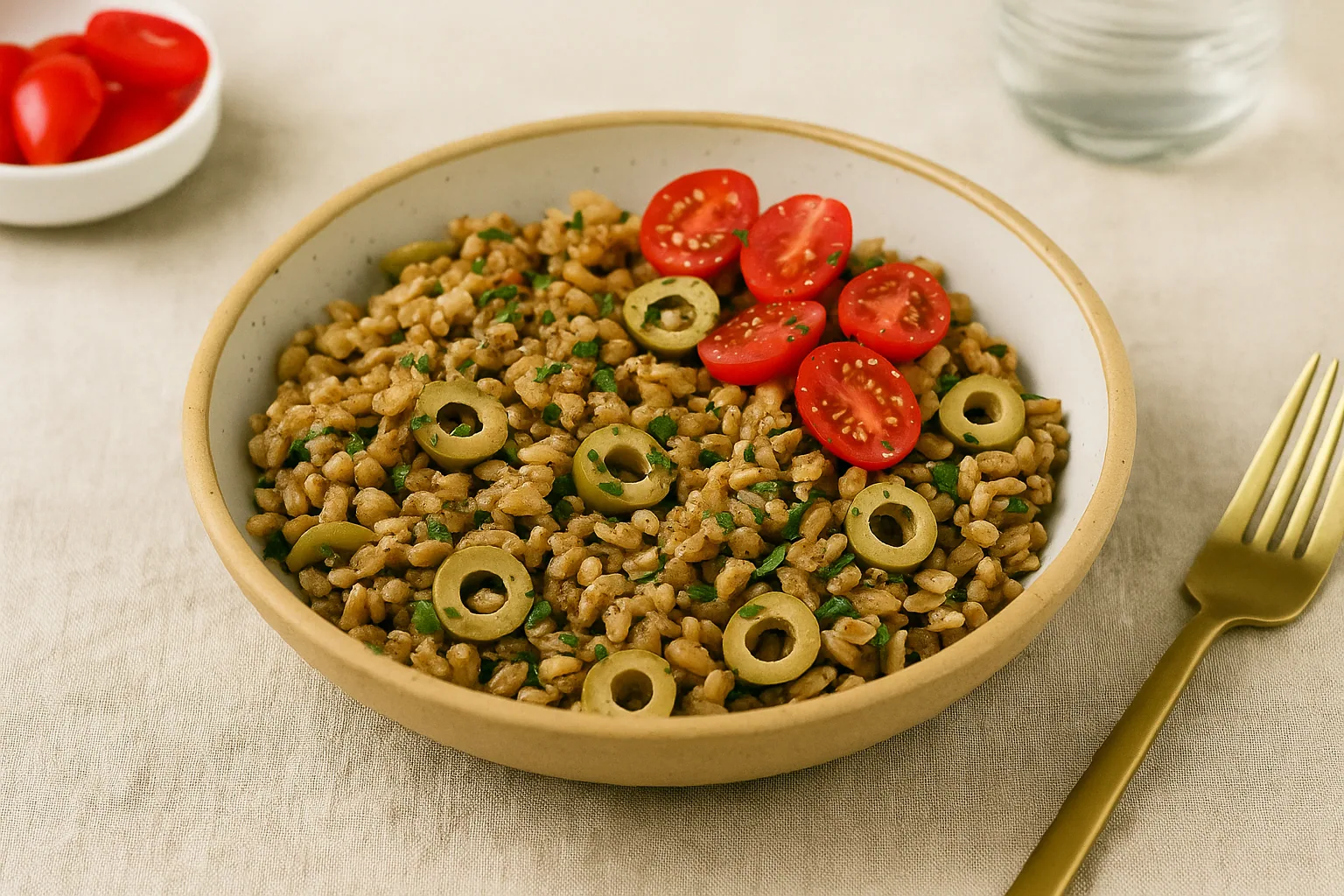 Olive and Herb Farro Bowl — Nutty, Fresh & Complete