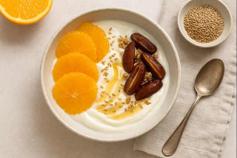 Orange-Date Greek Yogurt Bowl — Sweet, Fiber-Rich & Energizing