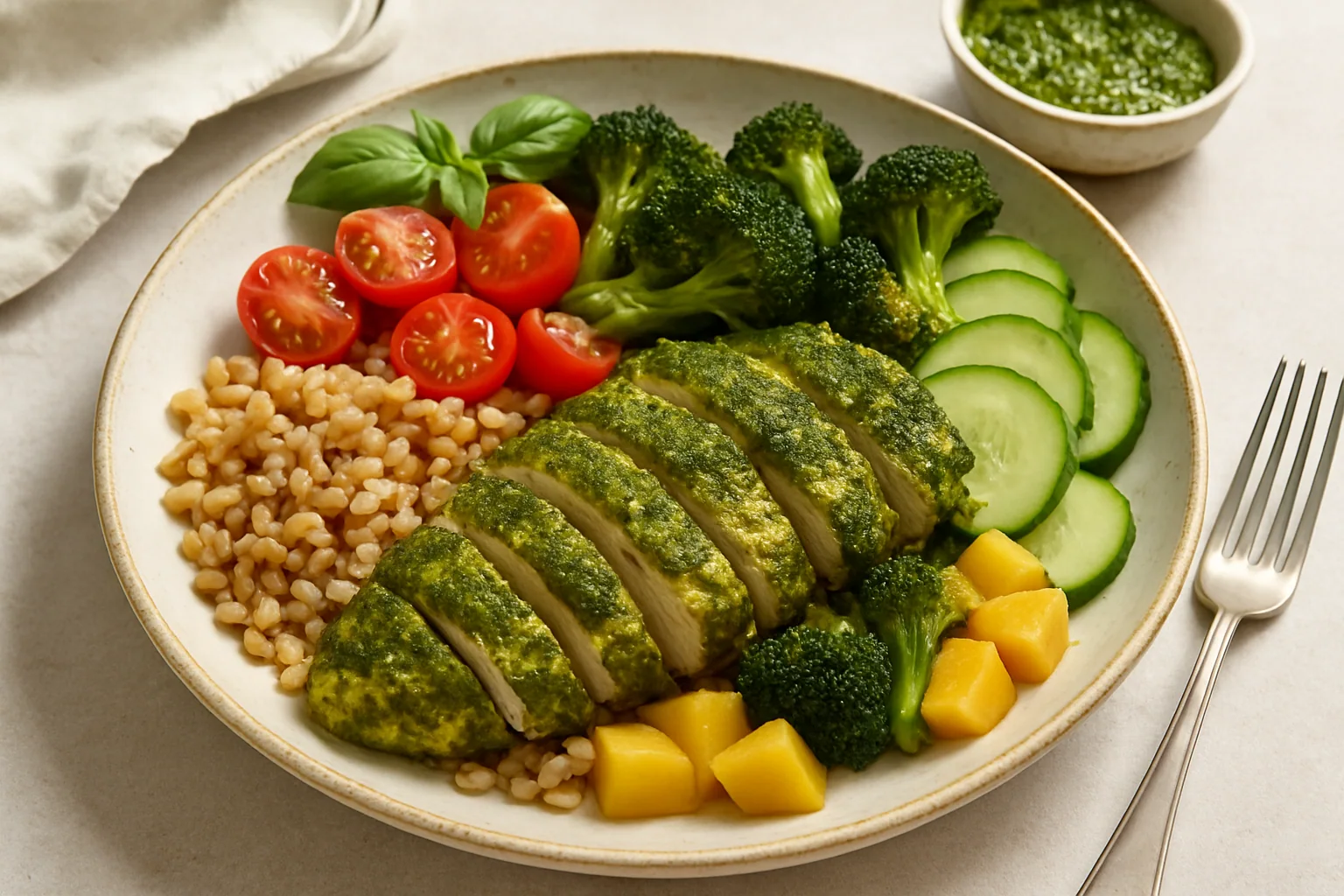Pesto Chicken Lunch Bowl — Bright, Satisfying & Easy
