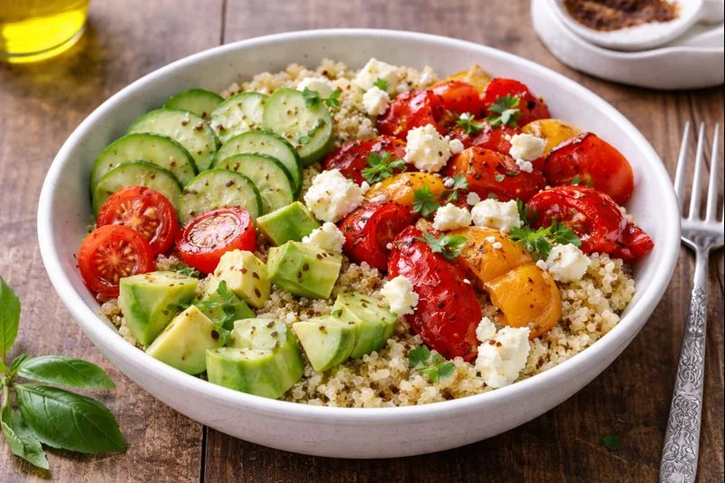 Roasted Pepper & Feta Lunch Bowl — Vegetarian Mediterranean Lunch
