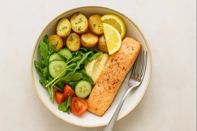 Roasted Salmon & Potatoes Bowl — Simple, Fresh & Balanced