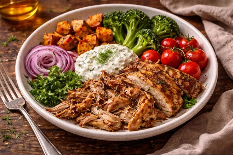 Turkey & Herb Dinner Bowl with Roasted Sweet Potato — Lean & Satisfying