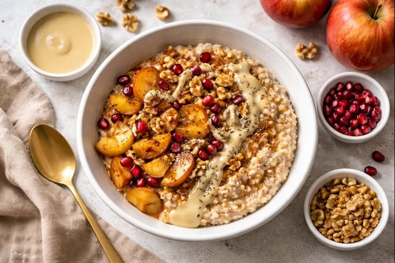 Warm Apple & Tahini Breakfast Bowl — Comforting