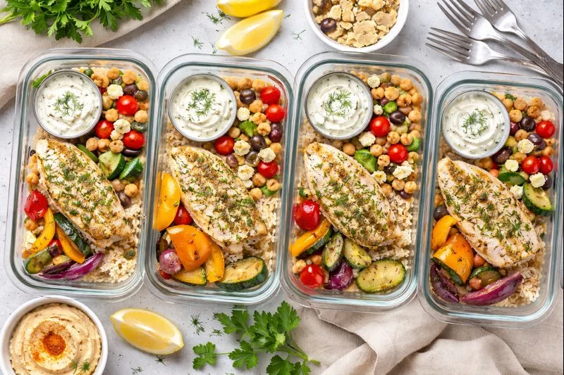 Fish & Veggie Mediterranean Meal Prep Bowls