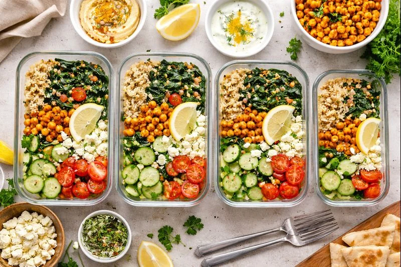 Budget Mediterranean Meal Prep with Chickpeas & Greens