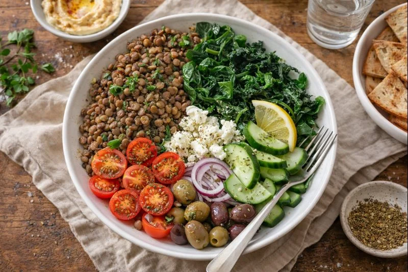 Mediterranean Lentil & Greens No-Reheat Lunch Bowl