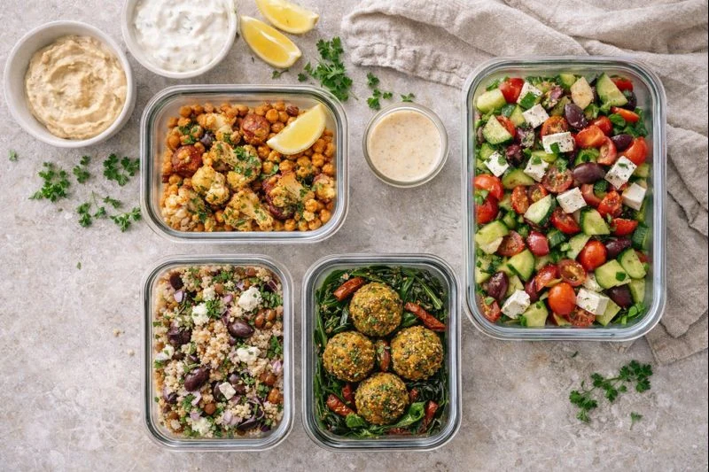 High-Protein Vegetarian Mediterranean Meal Prep
