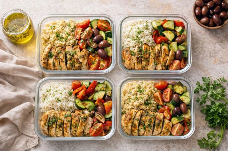 Lemon-Free Mediterranean Meal Prep (Olive Oil & Herbs)