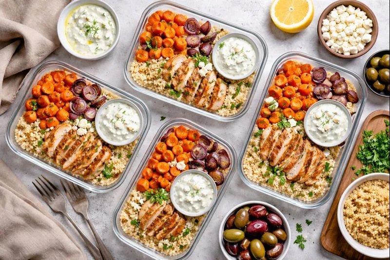 Mediterranean Meal Prep with Roasted Root Vegetables