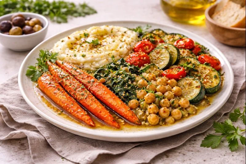 Olive Oil Braised Veggie Dinner Bowl — Warm & Comforting