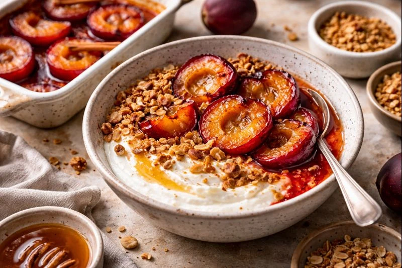 Skyr & Baked Plums Breakfast Bowl