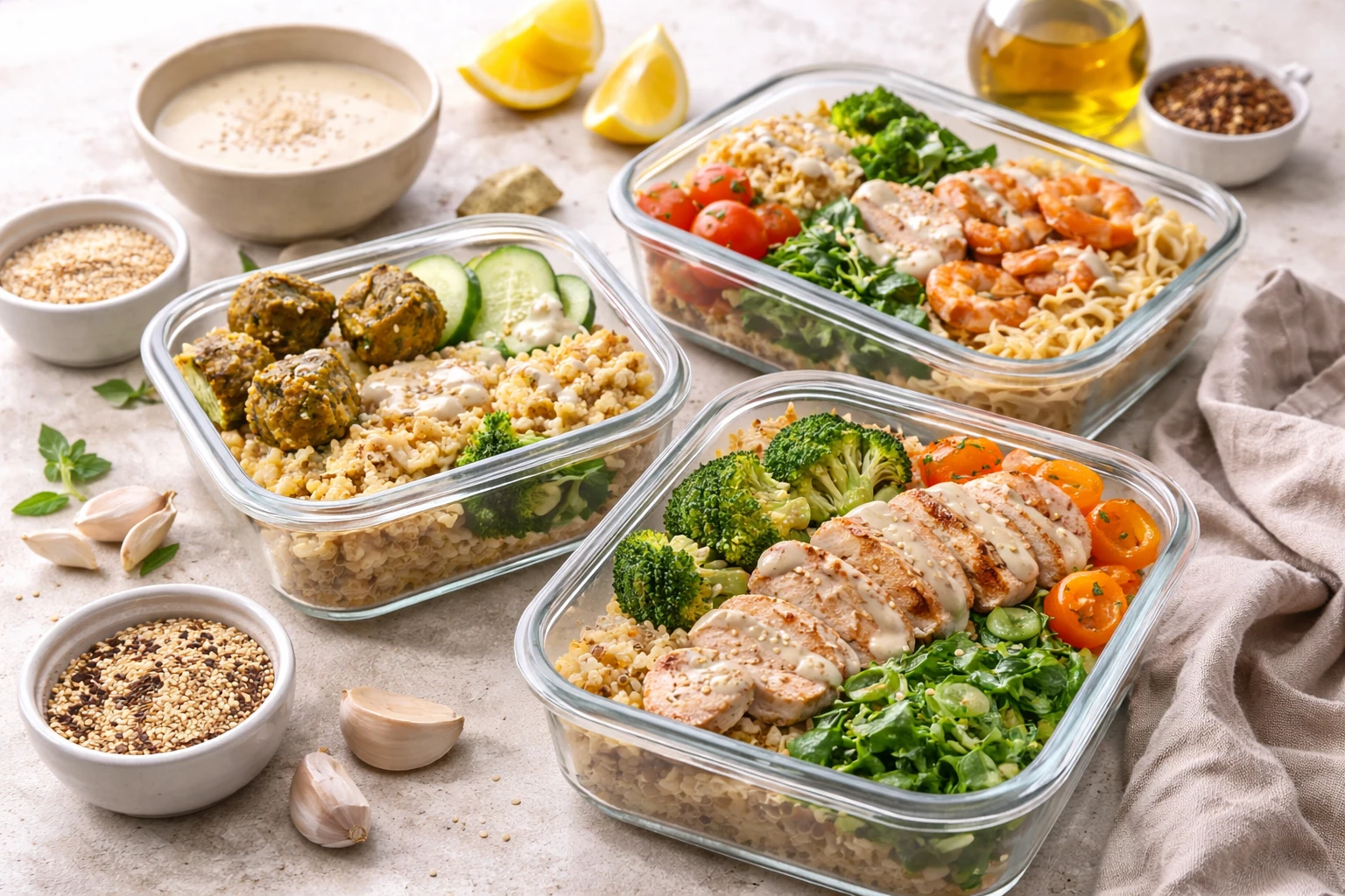 Creamy Sesame Sauce for Mediterranean Meal Prep — 3 Bowls That Work All Week