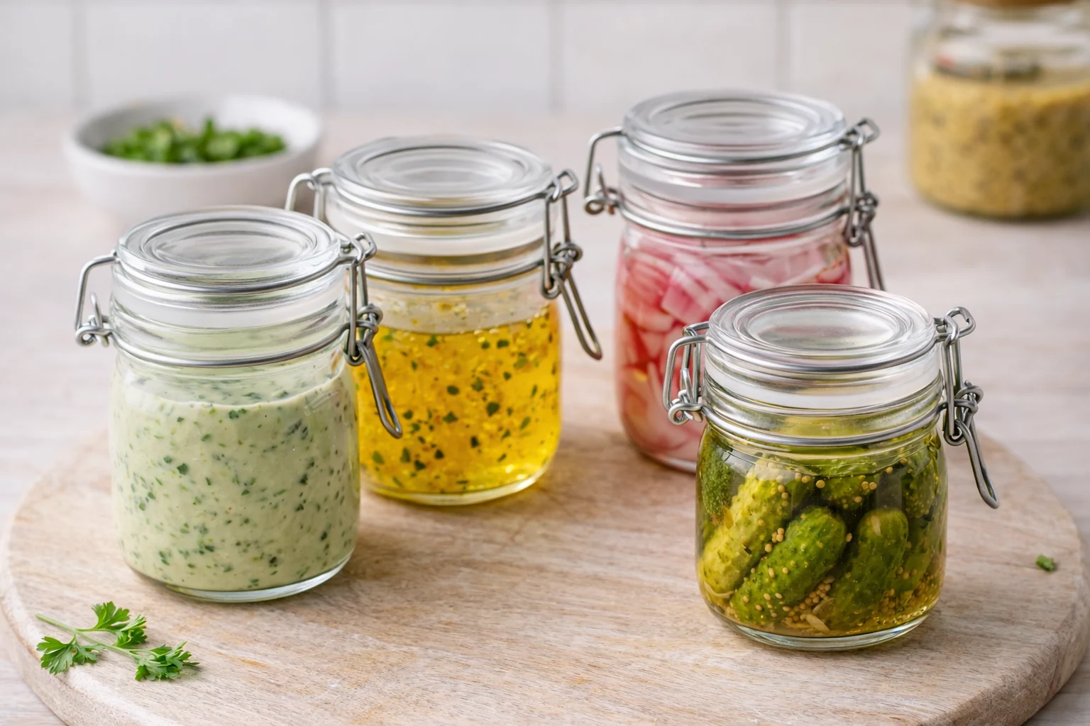 Leak-Proof Mini Jars for Dressings & Pickles