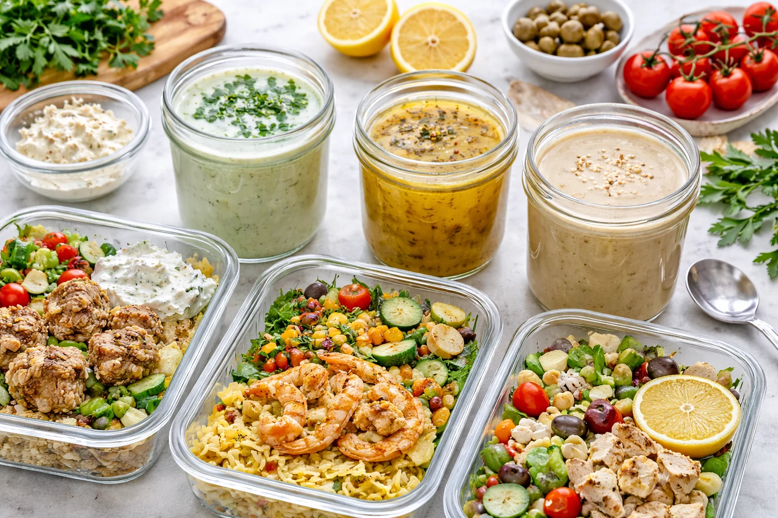 Light Mediterranean Dressings for Meal Prep Bowls