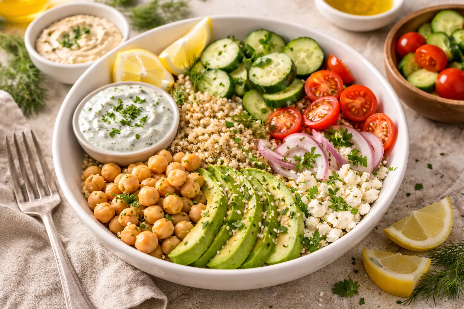Light Mediterranean Lunch Bowl for Hot Days (No Stove, No Reheat)