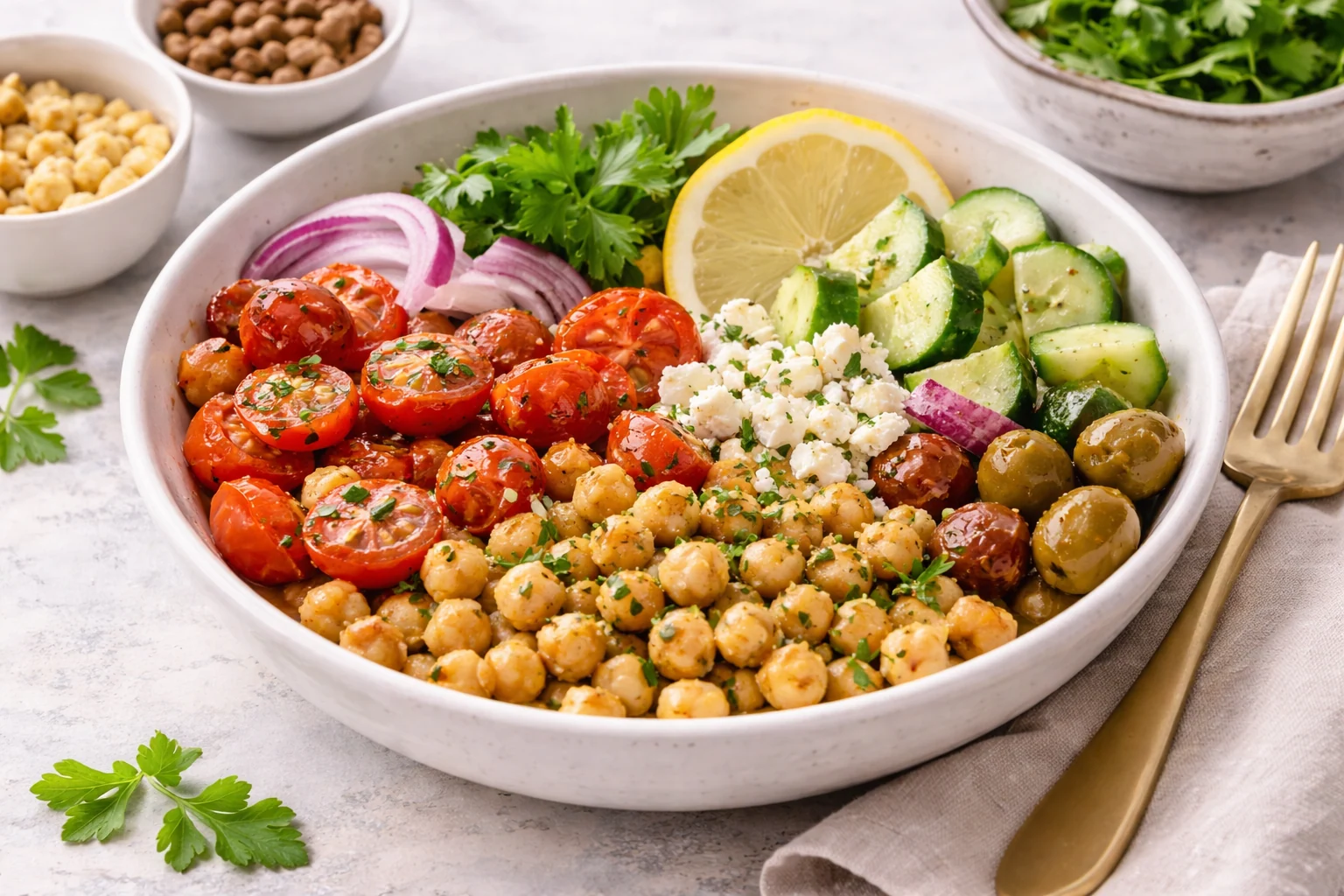 Mediterranean Chickpea & Tomato Lunch Bowl