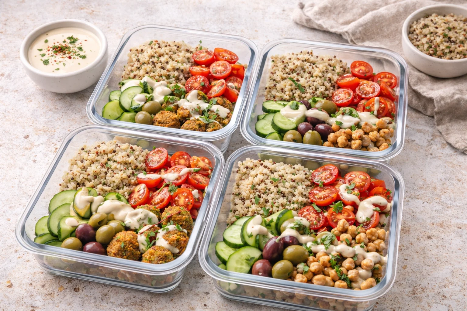 Mediterranean Meal Prep with Tahini Sauce