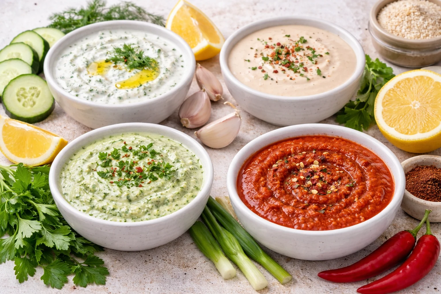 Mediterranean Sauces That Don’t Make Bowls Heavy