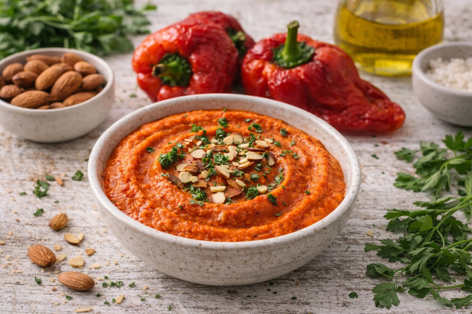 Mediterranean Roasted Red Pepper & Almond Sauce (Vegan, Not Spicy)