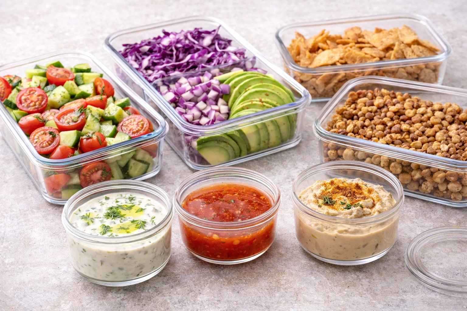Separate Containers for Sauces, Toppings & Crunch