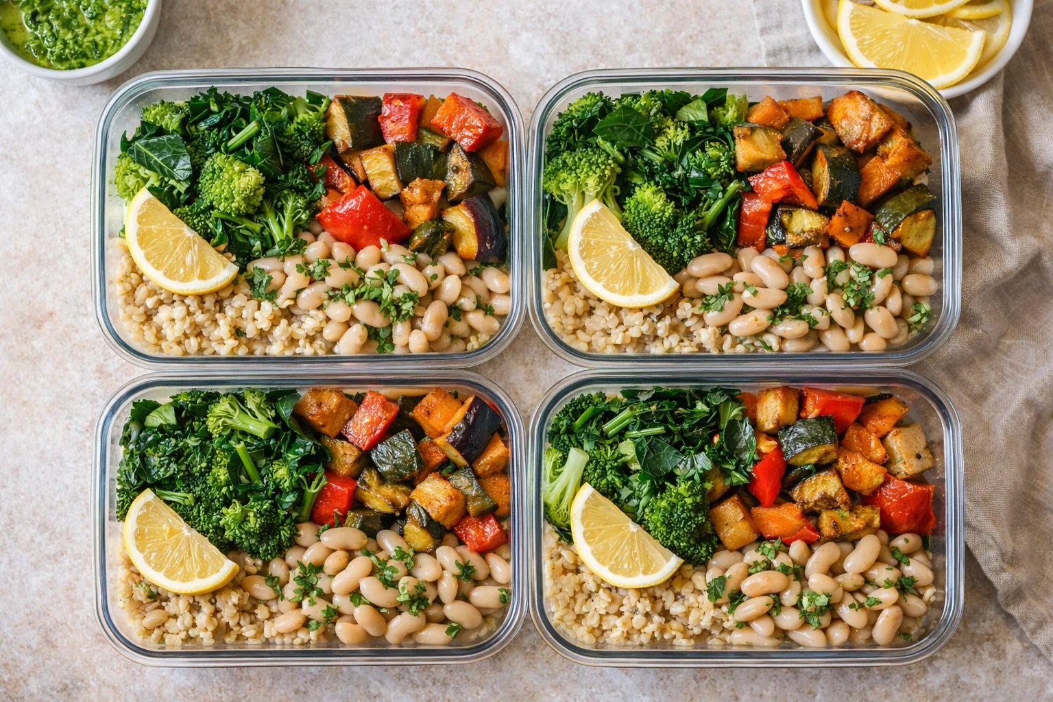 Budget Mediterranean Meal Prep (Barley + Beans + Veg)