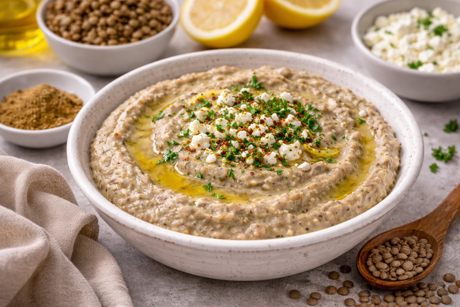 Greek-Style Lentil Sauce for Bowls (High Protein, No Dairy)