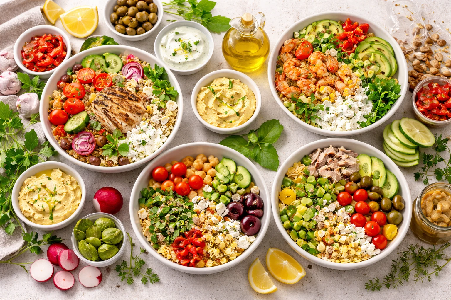 Mediterranean Cold Lunch Bowls That Stay Fresh All Day