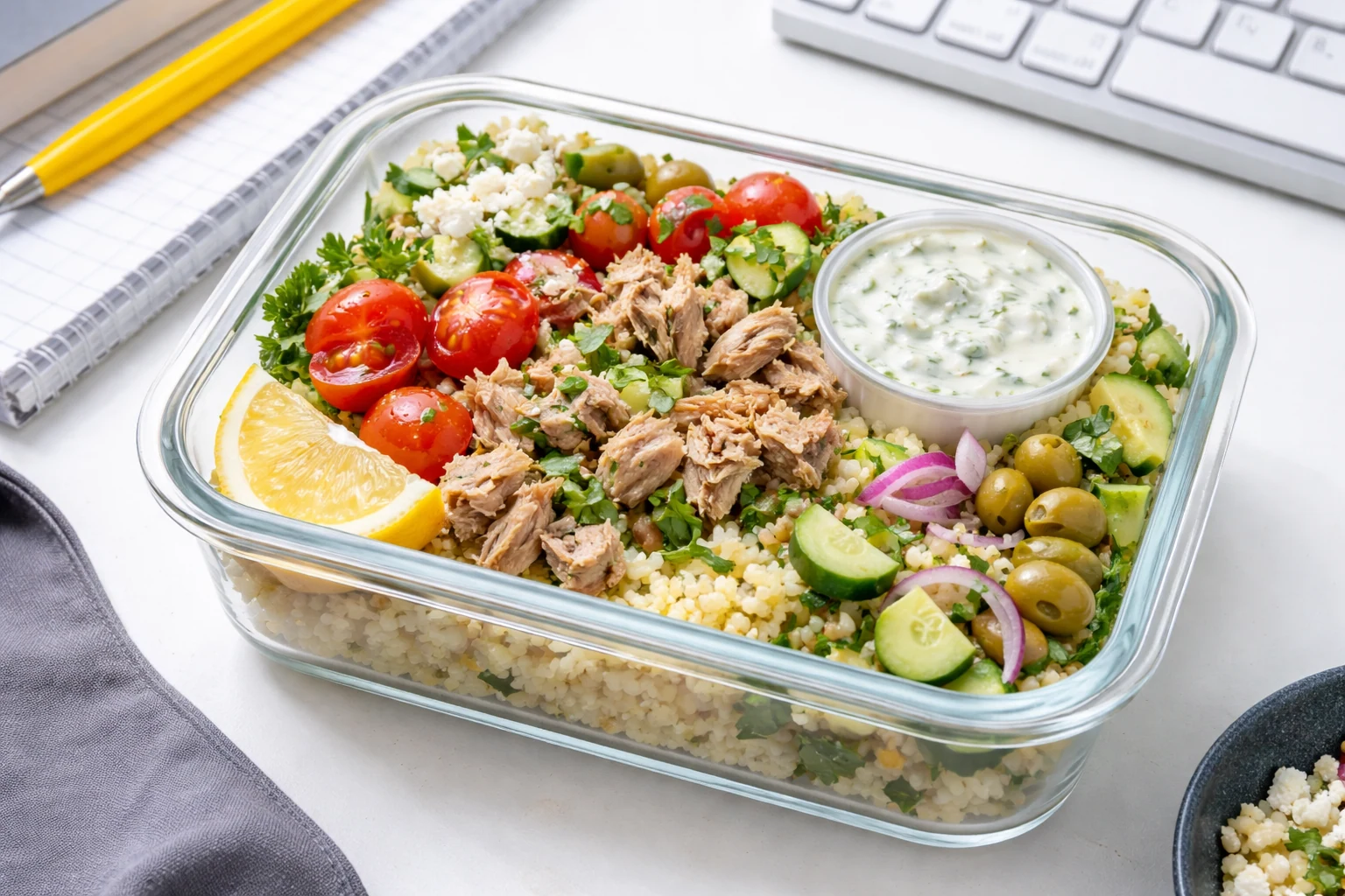 Mediterranean Couscous Tuna Lunch Bowl (Cold, Office-Friendly)