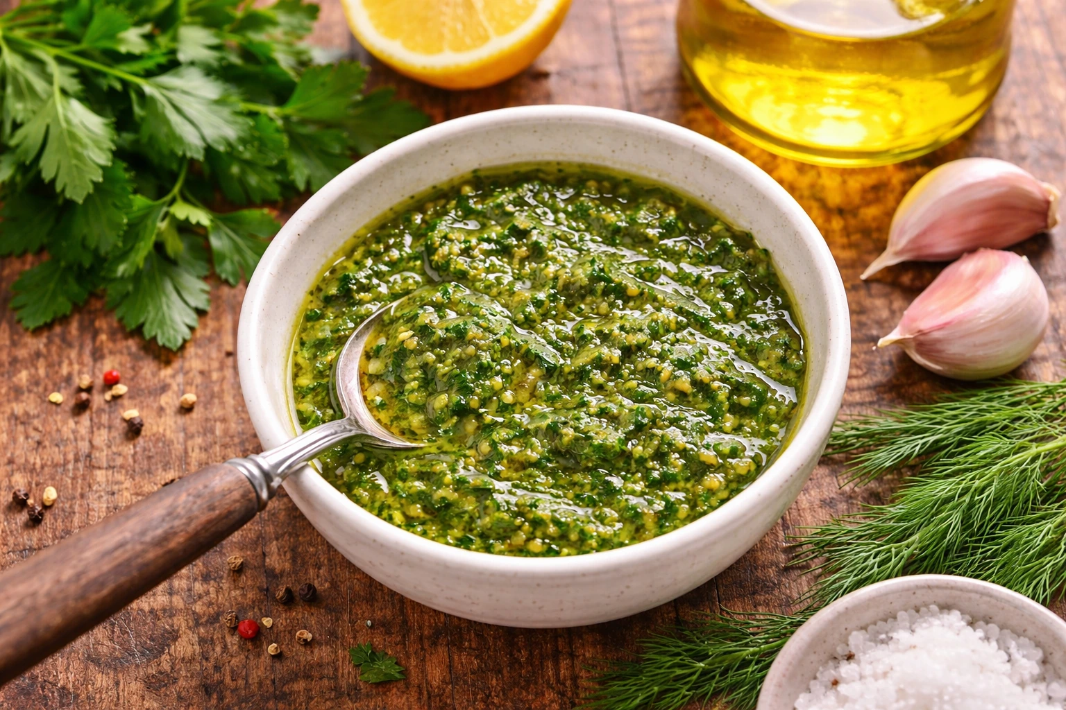 Mediterranean “Green” Sauce (Herbs + Olive Oil, Not Pesto)