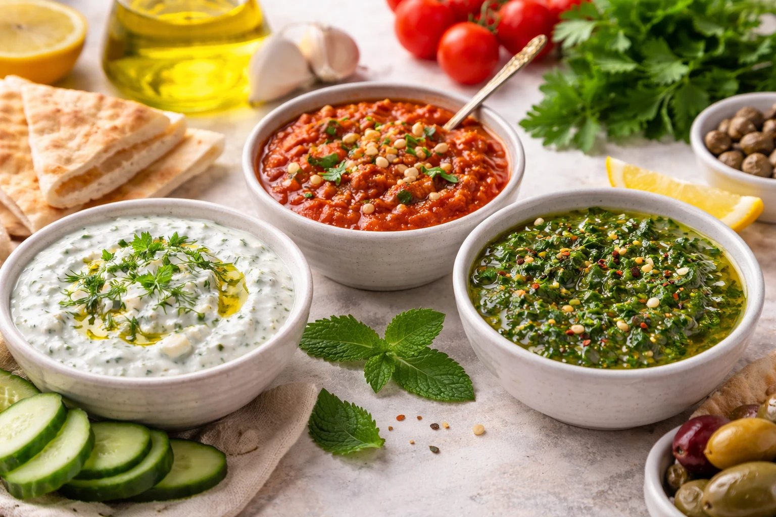 3 No-Blender Mediterranean Sauces for Busy Weekdays
