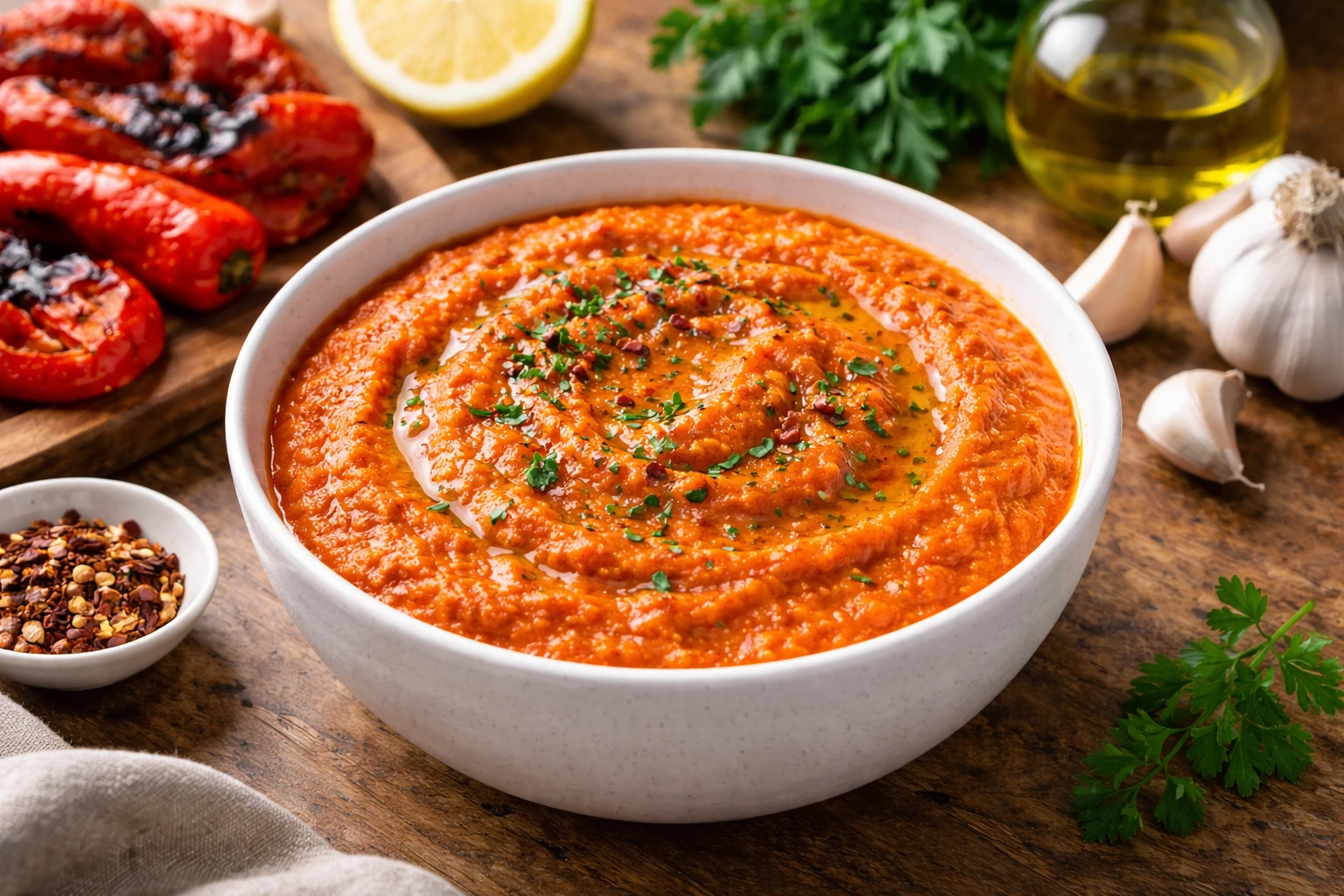 Roasted Pepper + Garlic Bowl Sauce (Not Romesco, Simpler)