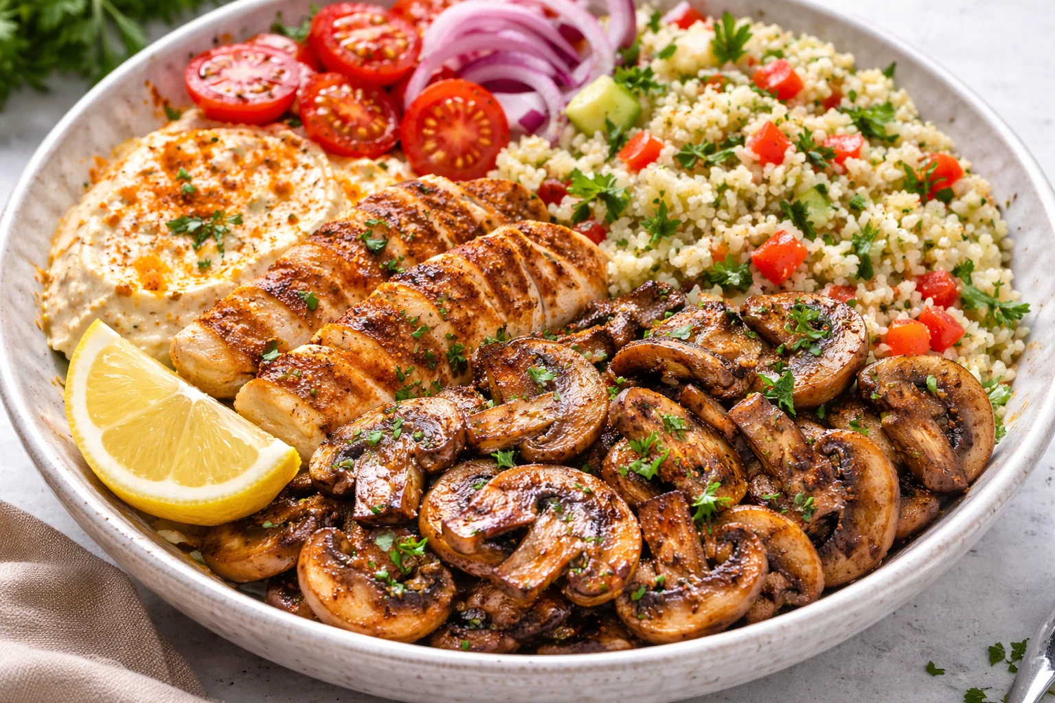 Smoky Mediterranean Mushroom Dinner Bowl