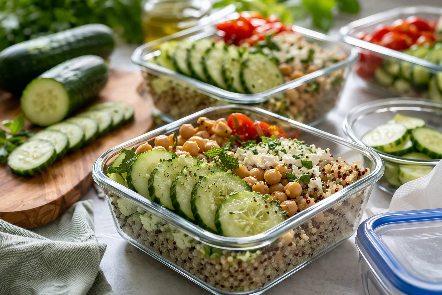 How to Keep Cucumber Crisp in Meal Prep Bowls