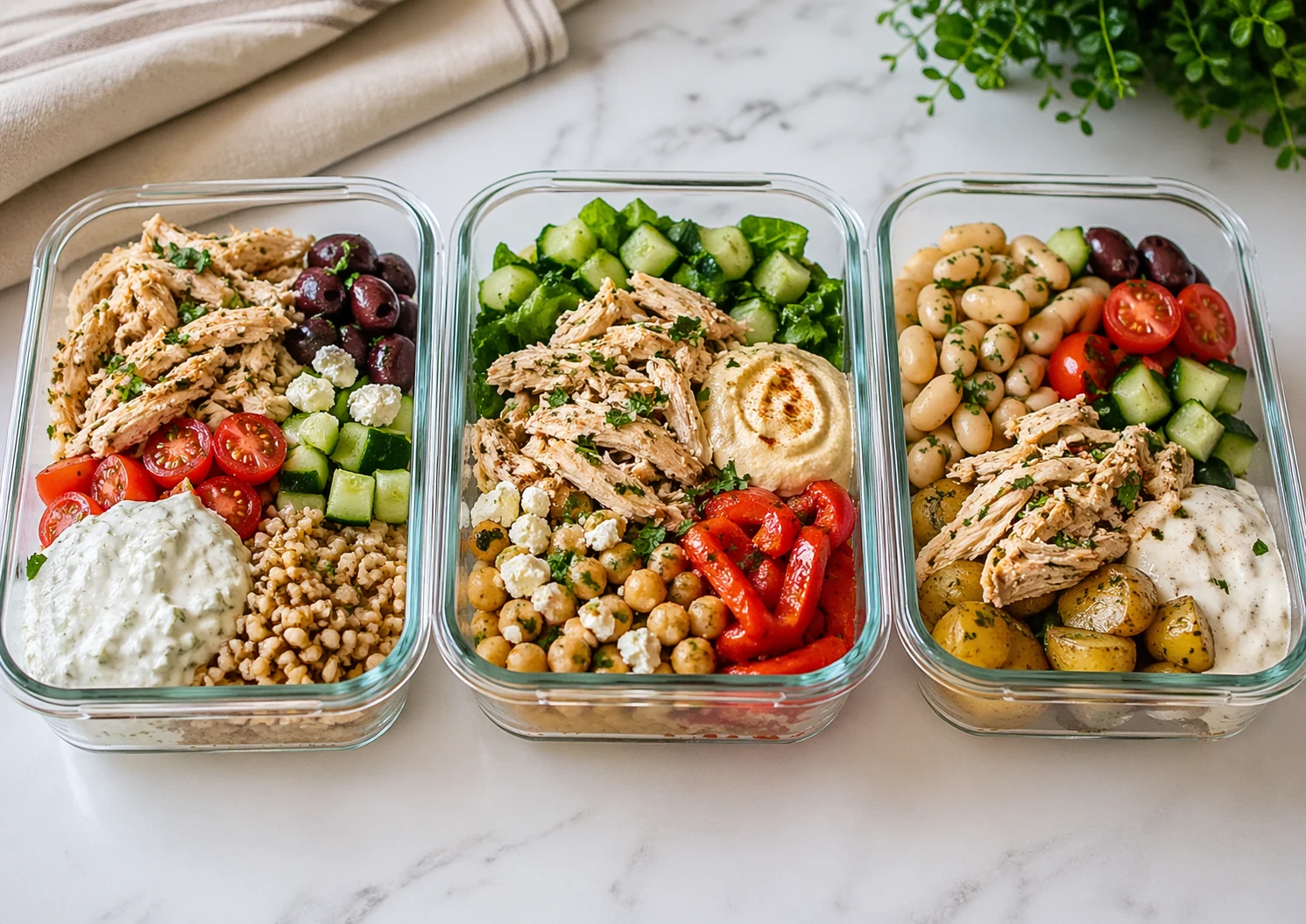 Rotisserie Chicken Mediterranean Bowls for 3 Fast Work Lunches
