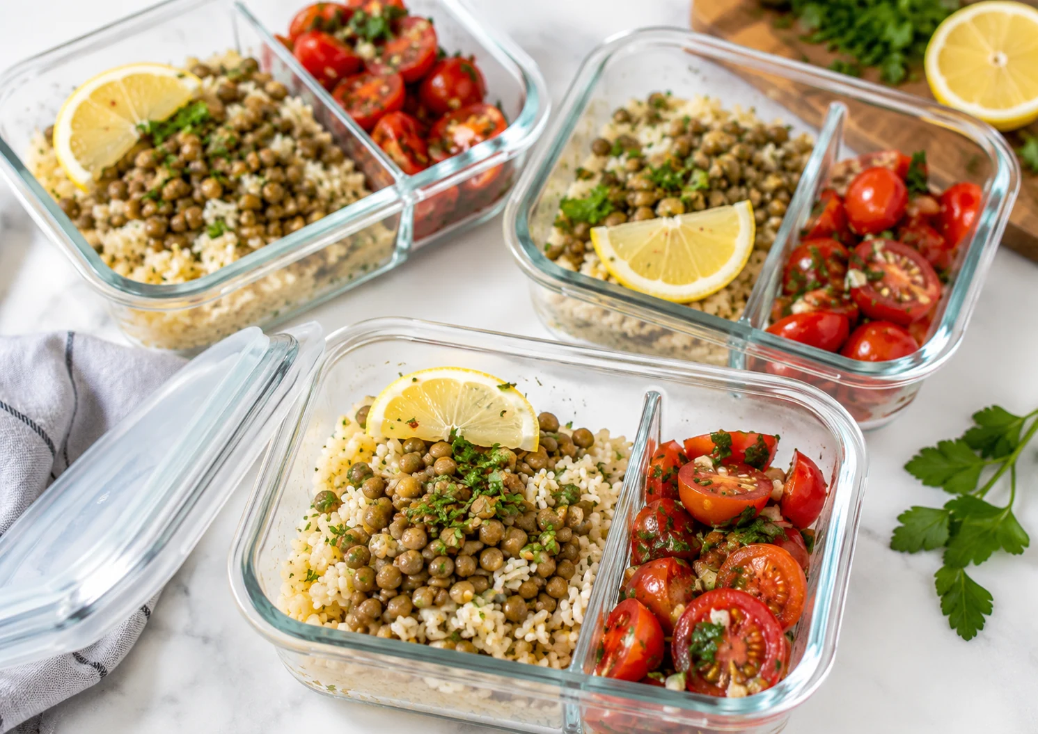 Tomato Lemon Rice and Lentil Meal Prep Bowls That Stay Fresh on Day Two